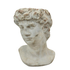 Ares Planter Bust, Gray Terracotta Sculptural Art Design, 11 Inch
