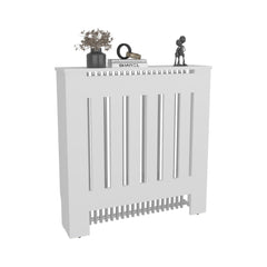 Camelot Cover Cabinet with Slatted Panel, Modern Home Furniture for Heating Units, Ventilated Decorative Enclosure, White