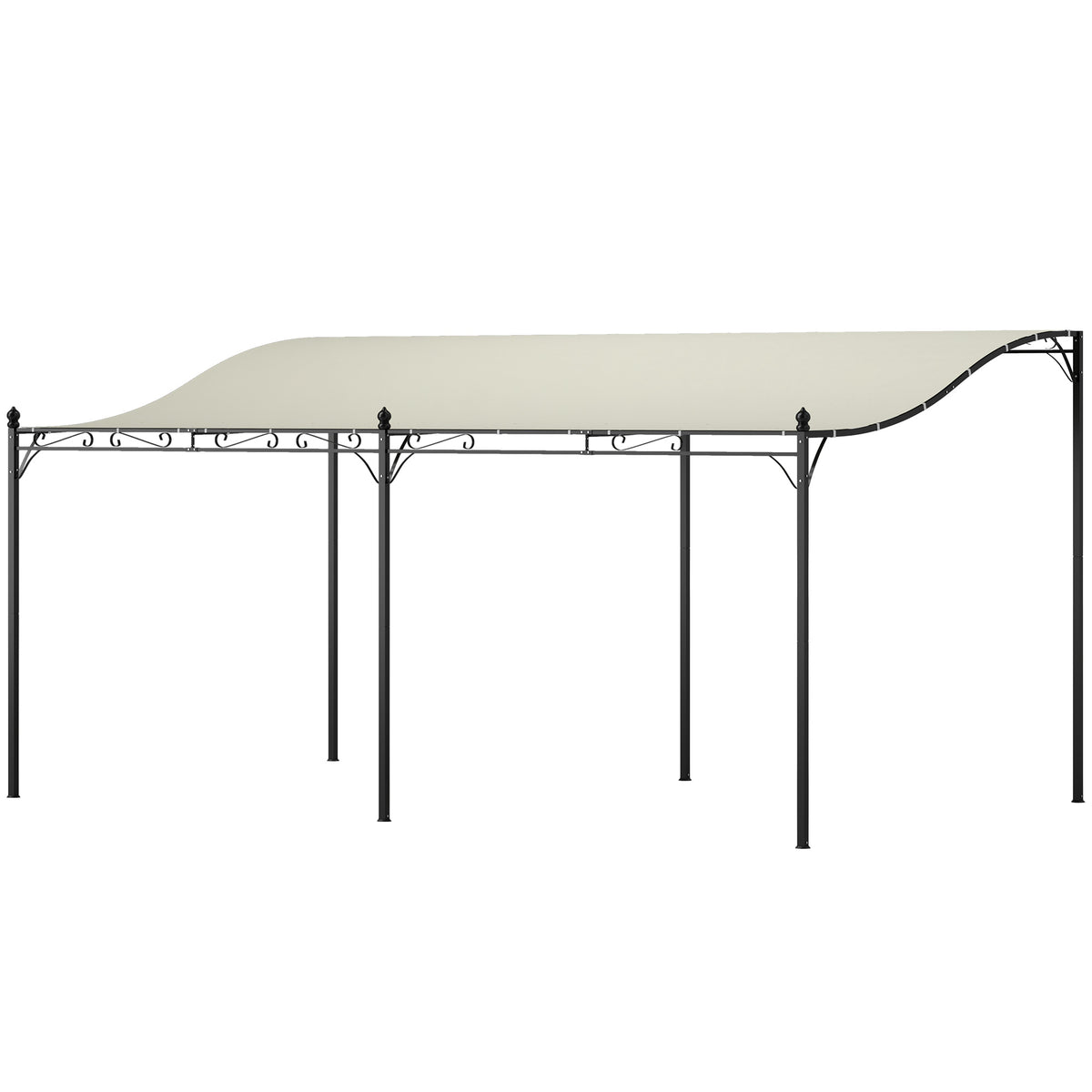10' x 16' Wall-Mounted Outdoor Pergola Canopy, Metal Patio Canopy with Drainage Holes for Backyard Garden, Cream White