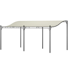 10' x 16' Wall-Mounted Outdoor Pergola Canopy, Metal Patio Canopy with Drainage Holes for Backyard Garden, Cream White