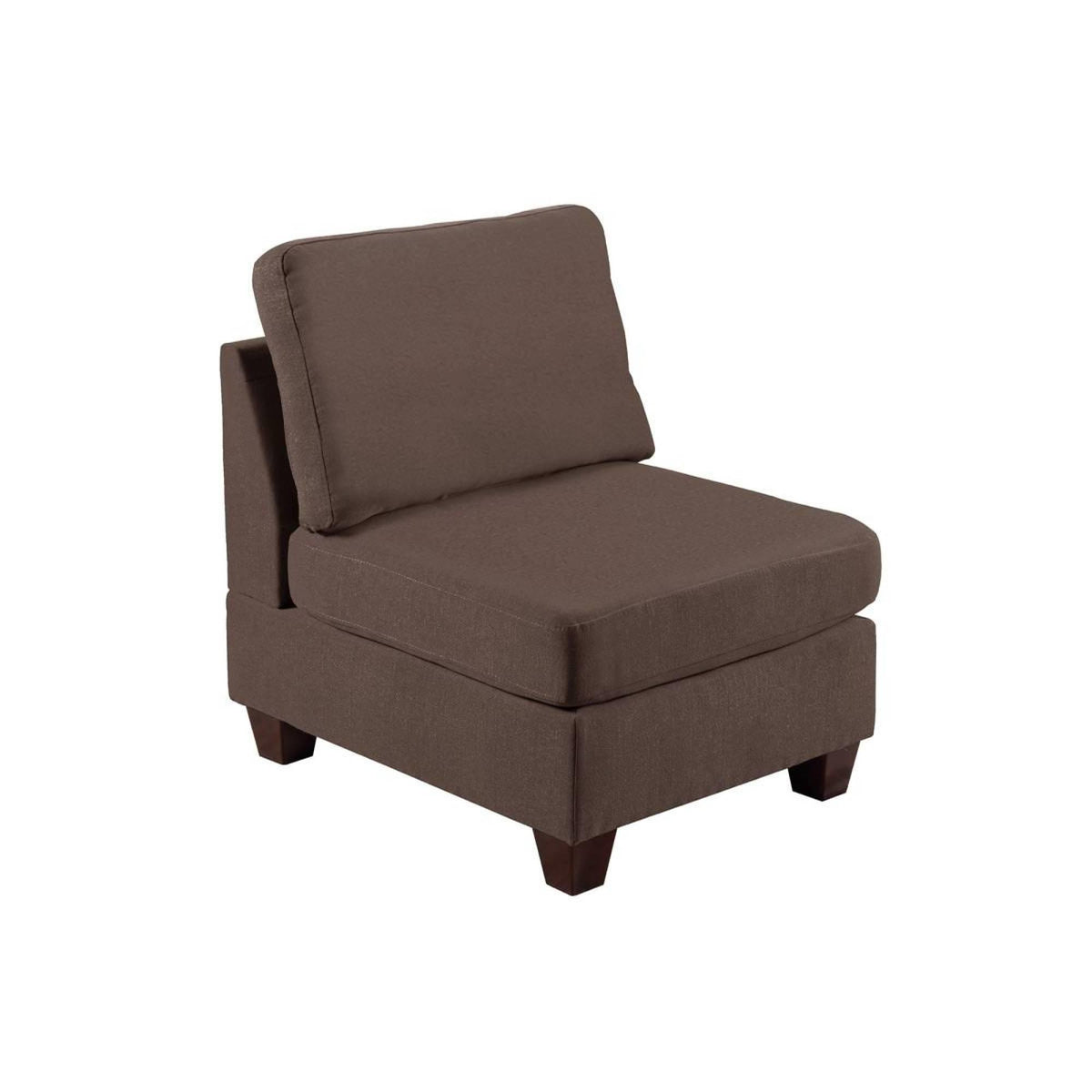 Living Room Furniture Armless Chair Black Coffee Linen Like Fabric 1pc Cushion Armless Chair Wooden Legs