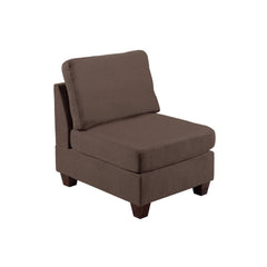 Living Room Furniture Armless Chair Black Coffee Linen Like Fabric 1pc Cushion Armless Chair Wooden Legs