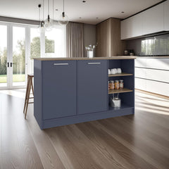 Archive Kitchen Island, Three Open Shelves, Two Cabinets Doors With Interior Storage Option, Floorstanding Island, Kitchen Organizer And Decor