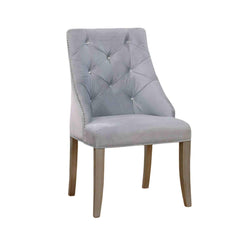 Transitional Style 2pc Side Chair Nailhead Trim Button Tufted Back Silver And Gray Finish Dining Room