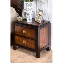 Menelaus Walnut 1pc Nightstand Only Transitional Solid wood 2-Drawers Square Chrome Knobs Multitone Unique Nightstand