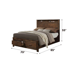 Neptune Oak Finish EK Bed W/Storage
