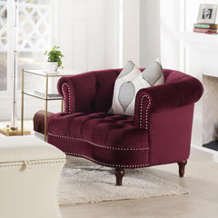 Harmony Rosa Victorian Tufted Upholstered Accent Chair, Burgundy Velvet
