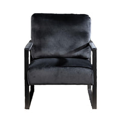 Classic Mid Century Modern Accent Chair with Durable Square Metal Frame, Armchair for Living Room, Bedroom, Home Office in Plush Velvet Upholstery, Black