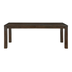 7pc Dining Set Dark Brown Finish Table and Blue Fabric Upholstered 6x Side Chairs Wooden Modern Dining Kitchen Furniture