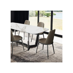 Contemporary Style 2pc Side Chair Upholstered Round Chair Fabric Seat Silver And Taupe Finish