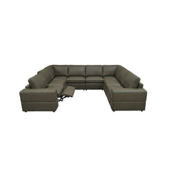 Premium Leather Match Upholstered Large Arms Sectional with Two Recliner Seats