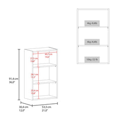 Eco 36" High Open 3-Tier Wall Cabinet, Wall Shelf, Storage Cabinet, Cube Shelf Bedroom, Office, Living Room, Garage White