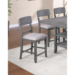 Gray Color High Chairs Modern Ladder Back design Set of 2pc Counter HT. Dining Chairs Fabric Cushion Seat Wooden Dining Room