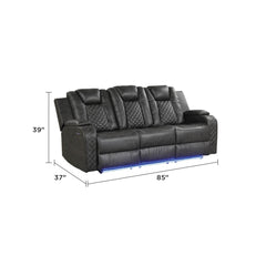 Waltz LED & Power Recliner 2 PC Made With Faux Leather in Gray