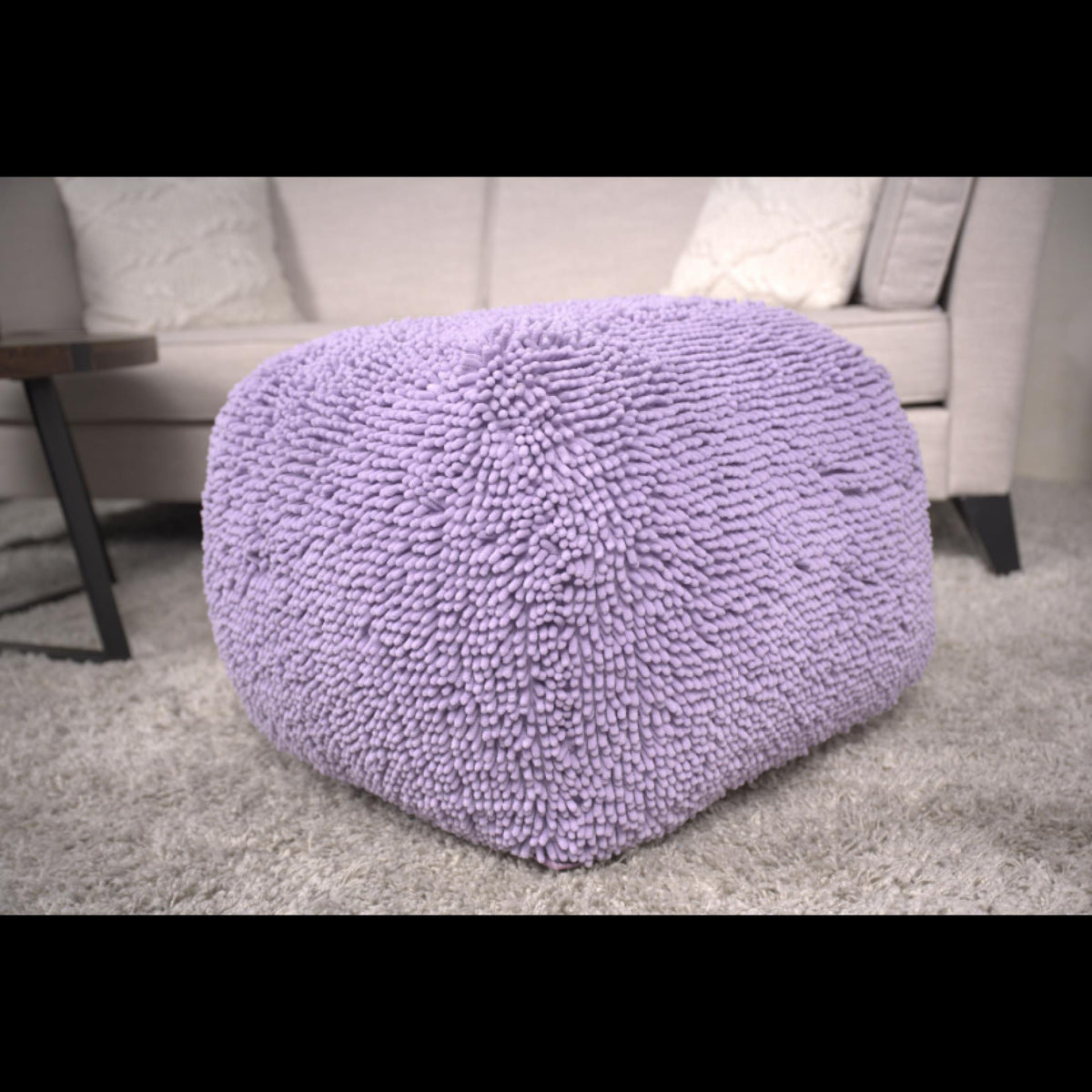 Nova Microfiber Square Pouf, Lavender