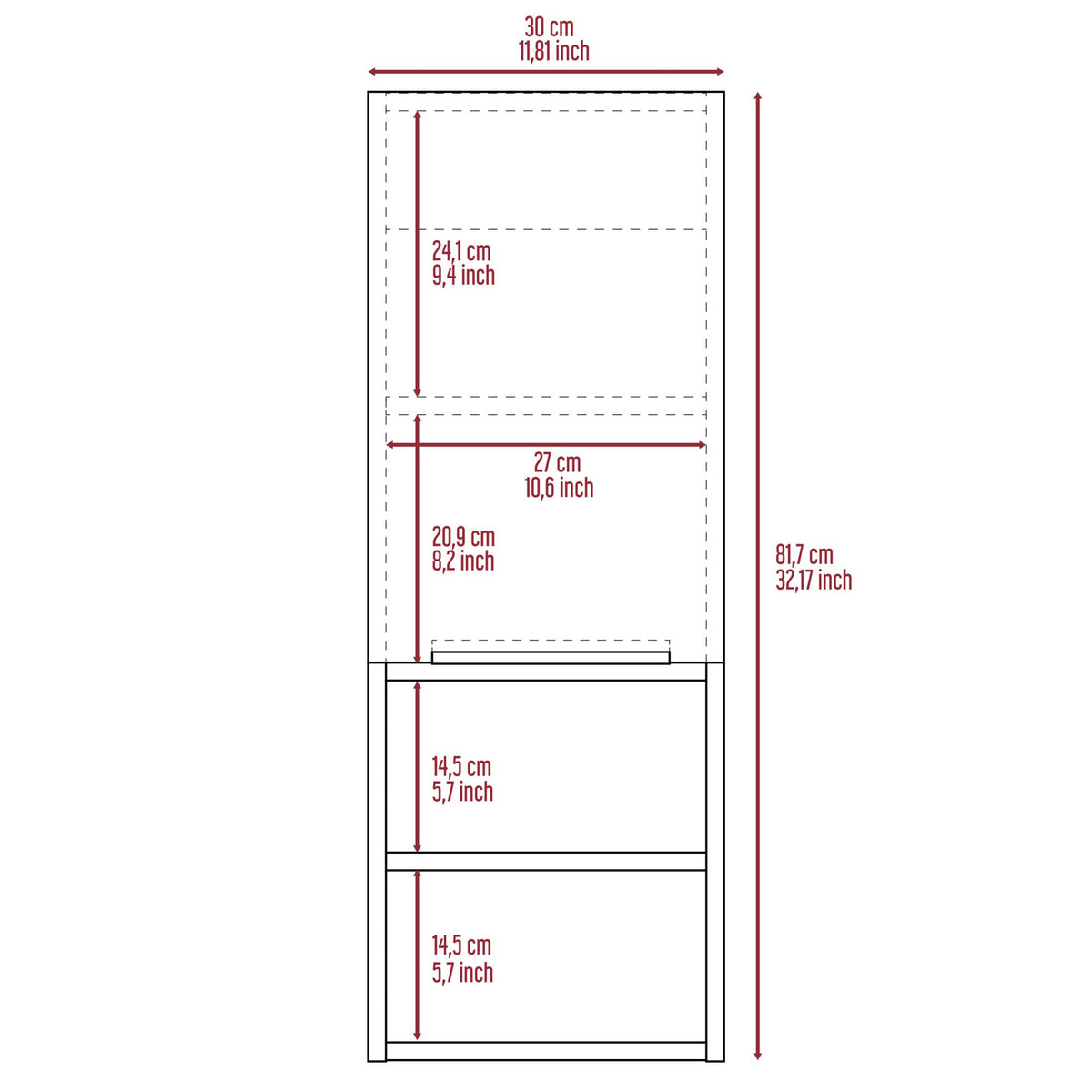 Display Cabinet Hazelton, Two Interior Shelves, Black Wengue Finish
