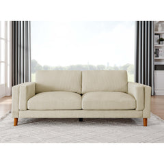 Corduroy Upholstered Square Arm Sofa with Wooden Legs
