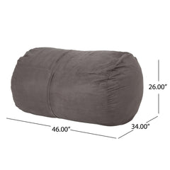 Neptune 4 Foot Cylindrical Suede Bean Bag, Charcoal