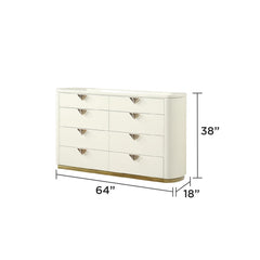 Harmony Pierre Modern Style 8- Drawer Dresser(INCLUDES ONLY DRESSER) Made with Wood and Gold Accents in Beige