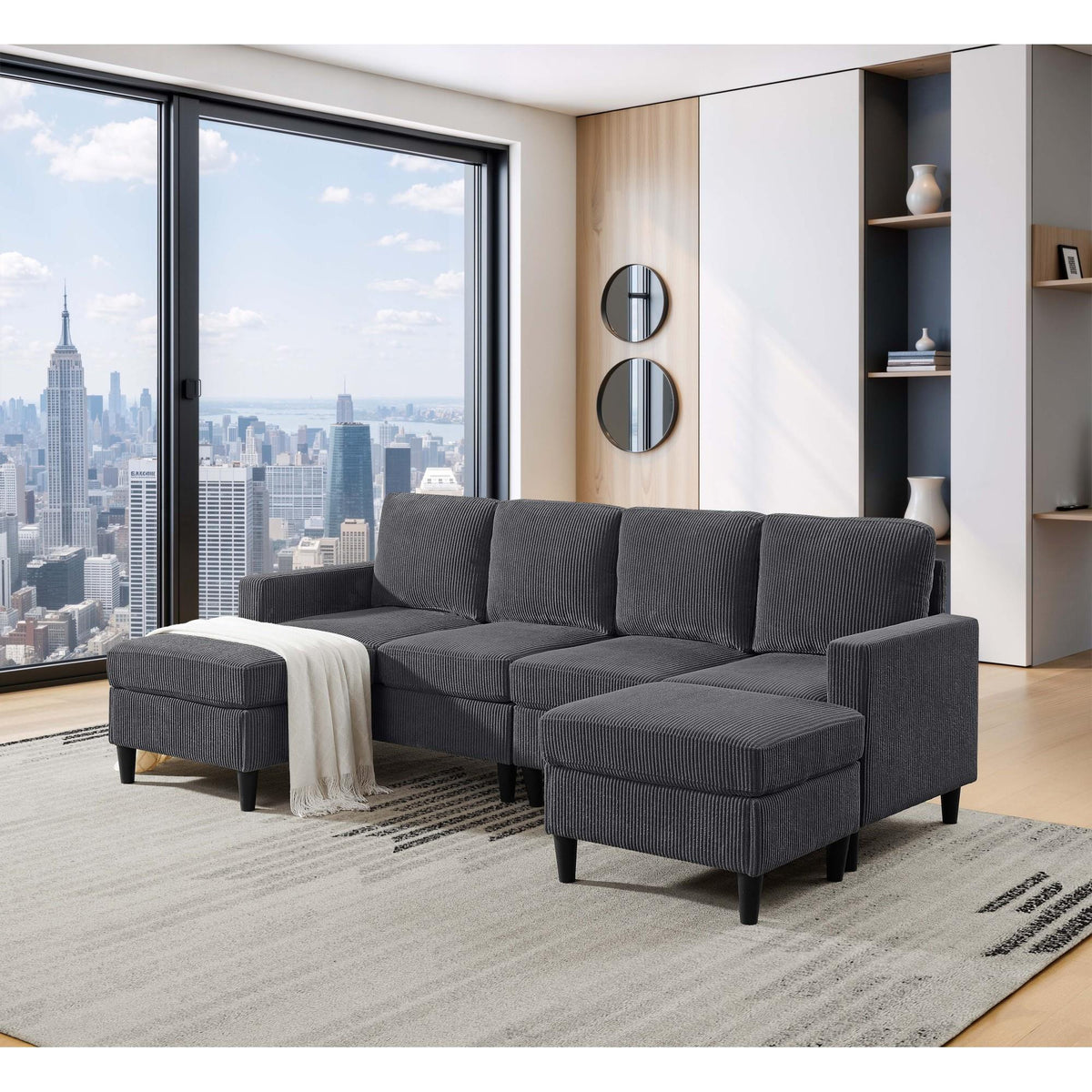 Pulsar Upholstered Modular Sectional with 2 Ottomans