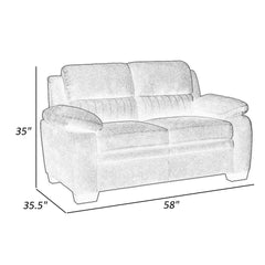 Aeneas 58 Inch Loveseat, Dark Gray Polyester, Foam Cushioned, Solid Wood