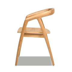 Melody 21" Scandinavian Sculpted Oak Wood Dining Chair, Warm Natural Brown Oak Wood
