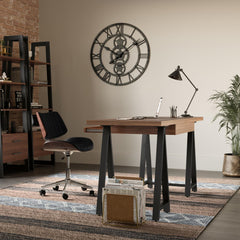 Crest - Solid Walnut Veneer and Metal Desk - Walnut