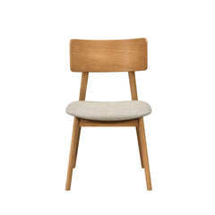 Dining Side Chairs Set of 2 Beige Fabric Upholstered Curve Back Natural Finish Wooden Furniture