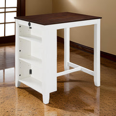 Waltz 36 Inch Counter Height Small Dining Table with Shelves, USB Port, White