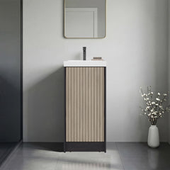 Summit Floorstanding Bathroom Vanity and Cabinet with Resin Sink, Compact Bathroom Storage with One Door and 2 Interior Shelves