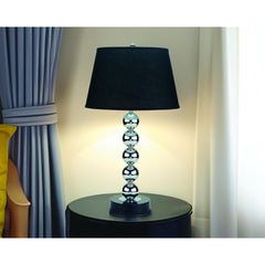 2pc Modern Sleek Table Lamp Reflective Spheres Catch the Eye Black Silver