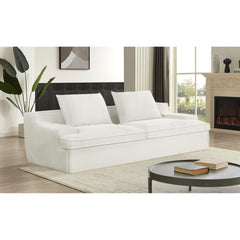 Saga Oversized Full Foam 4 Seater Couch for Living Room Upholstered in Soft Corduroy Fabric, Wide Armrests, Ergonomic Compressed Sofa in a Box, No Assembly, 90 Inch Wide, Ivory