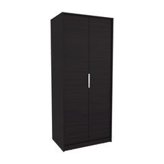 Vertex Armoire Double Doors, Hanging Rod And Interior Shelves, Freestanding Modern Wardrobe, Black