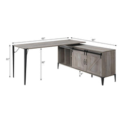 Gallery Gray Oak & Black Finish Writing Desk with a Cabinet