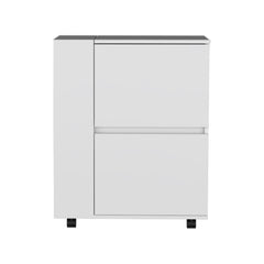 Aegisthus Bar Cart Two Pull-Down Door Cabinets and Two Open Shelves