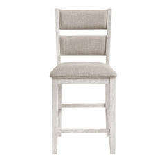 Modern Farmhouse Counter Height Chairs Set of 2 Antique White Finish Upholstered Seat Back Dining Furniture