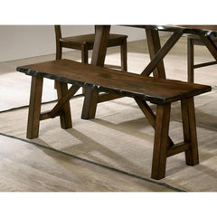Rustic Walnut Finish 1pc Bench Only Live Edge Design Distressed Wood Seat Dining Room Furniture Solid wood Bench
