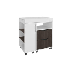 Lyric Diego 54" Wide Two Drawer Expandable Desk with Seven Shelves and Casters White - Dark Walnut