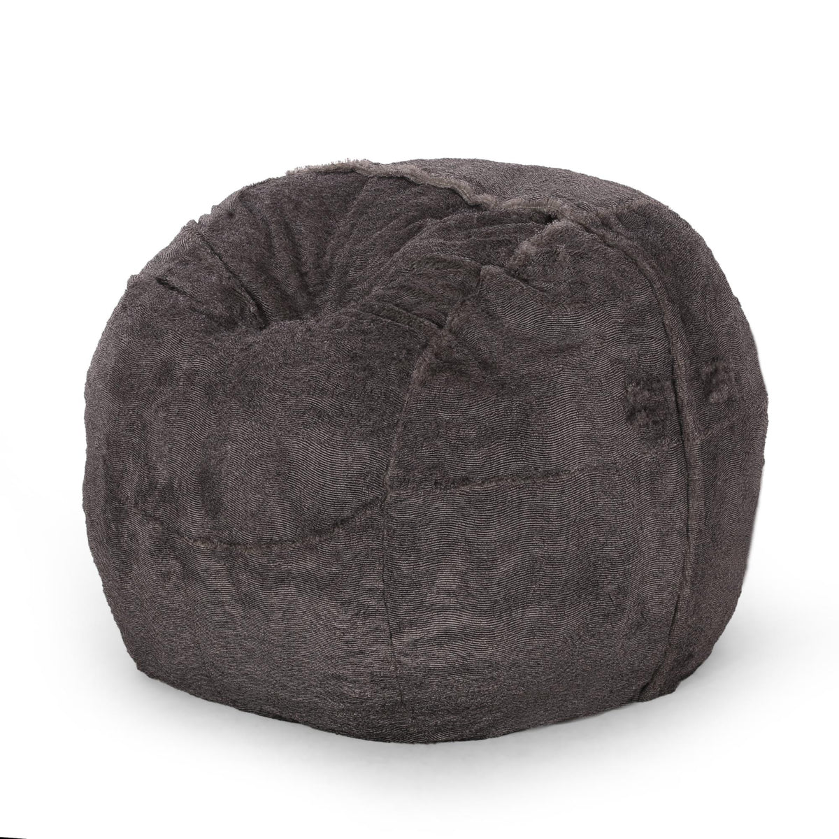 Rhapsody Modern 5 Foot Faux Fur Cozy Bean Bag, Brown/Beige