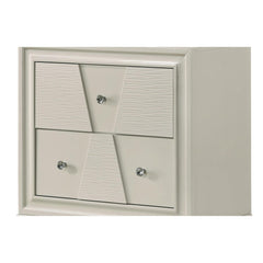 Oasis Trapezoid Front Panels Nightstand English Dovetail Drawers Round Knobs Central Metal Glide White Finish Bedroom Furniture