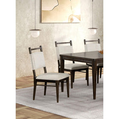 Modern Dark Walnut 2pc Side Chairs Upholstered Seat Polyester Rubber wood Dining Room Furniture