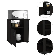 Vault Lower Microwave Cabinet, Single Door, Three Side Shelves-Black