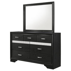 Pulsar Black 7-drawer Dresser with Mirror
