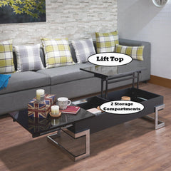 Orestes Black High Gloss & Chrome Finish Coffee Table w/ Lift Top