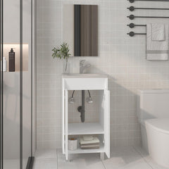 Mirage Mirror Bathroom Cabinet, One Door, Two Shelves, White