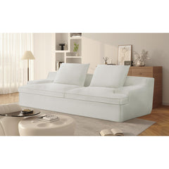 Saga Oversized Full Foam 4 Seater Couch for Living Room Upholstered in Soft Corduroy Fabric, Wide Armrests, Ergonomic Compressed Sofa in a Box, No Assembly, 90 Inch Wide, Ivory