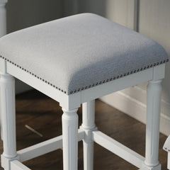 31"H Square Bar Stool, White, 1PC