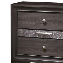 Armageddon Nightstand with 2 Drawers and 1 Jewelry Drawer, Gray and Silver
