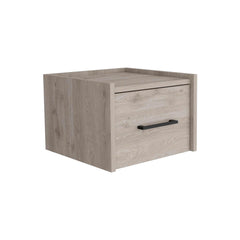 Orion Floating Nightstand , End Table, Side Table Wall-Mounted Single Drawer Design with Handle- Light Grey - Bedroom