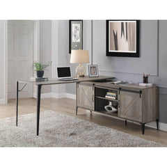 Gallery Gray Oak & Black Finish Writing Desk with a Cabinet